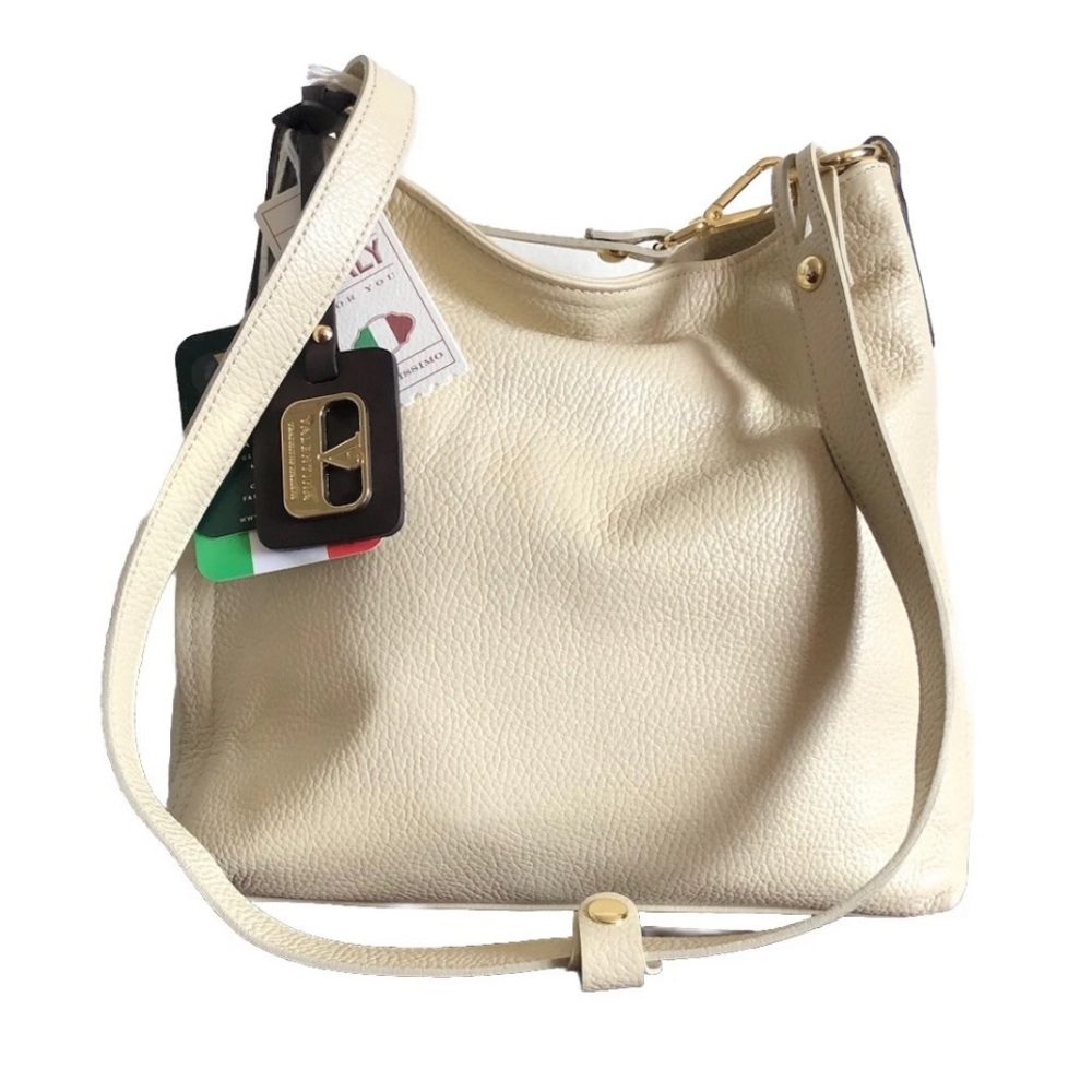 Valentina genuine pebbled leather hobo tote bag New